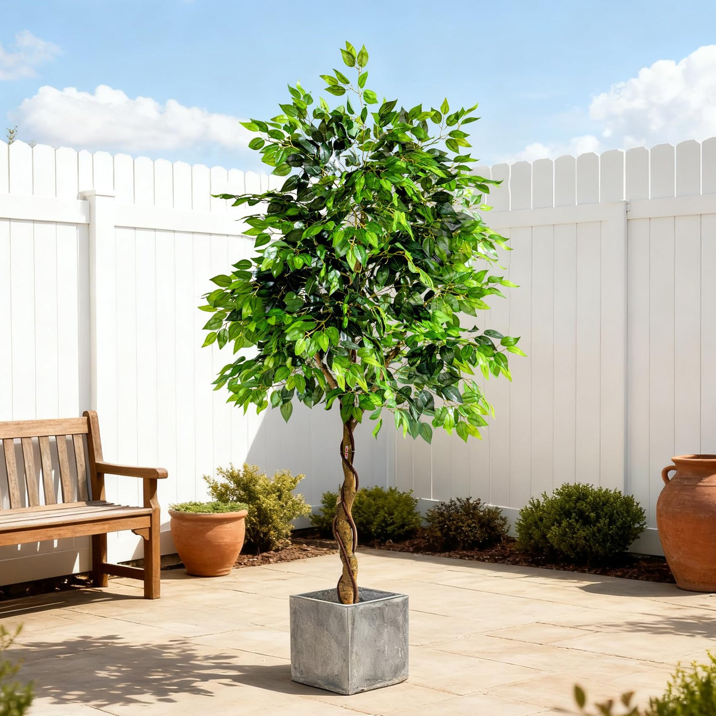 Erimda 7ft Artificial Ficus Tree for Home Decor, Faux Silk Plants Faux Plant Fake Silk Trees with Pot for Indoor House Living Room Office Garden