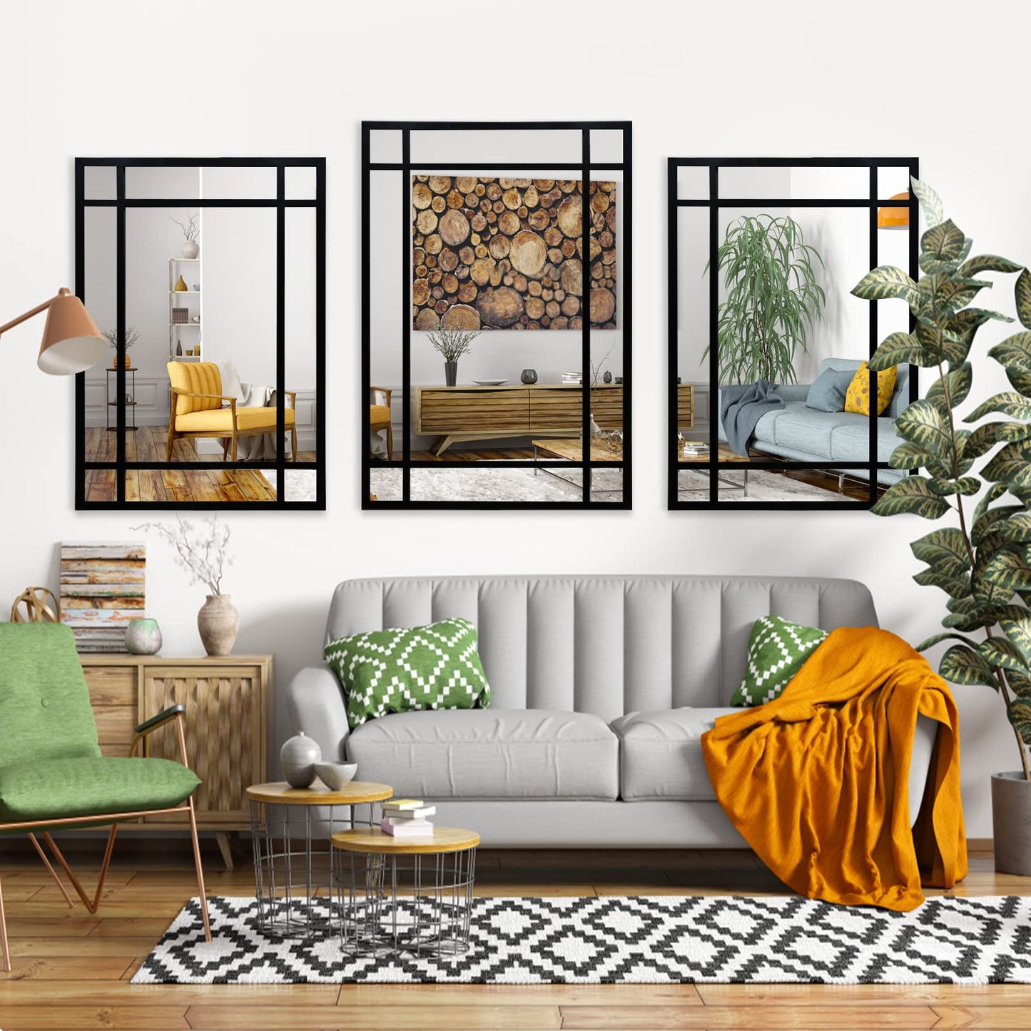 HQiJun Black Rectangle Mirror, Farmhouse Decorative Wall Mirror for Entryway, Living Room, Bedroom, Hallway, Fireplace, Accent Wall Decor (Black1, 30" x 20")