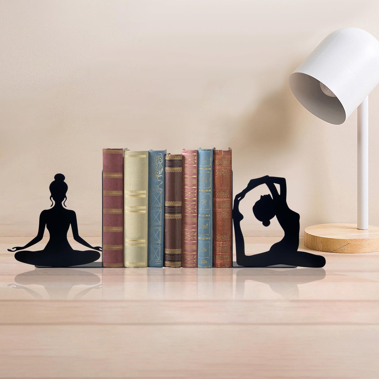 Yoga Pose Metal Decorative Bookends, Yoga Decor, Yoga Gifts for Women for Home, Bedroom, Bookshelf, Office Decor, Living Room Decor(Black)