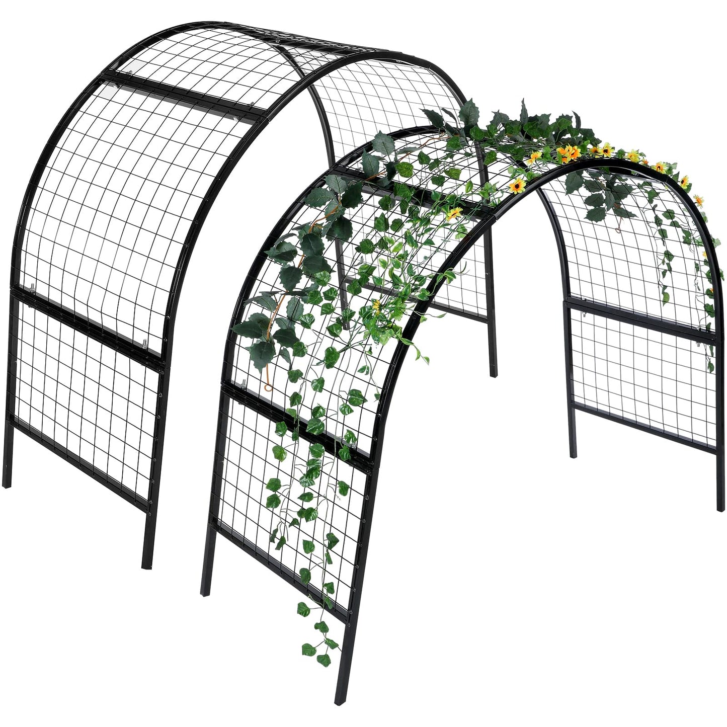Newtay Arch Trellis for Planter Box Garden Wide Arbor Trellis Metal Arbor for Climbing Plants, Vegetables and Flowers Decorative Outdoor(Black,6 x 2 x 6 ft)