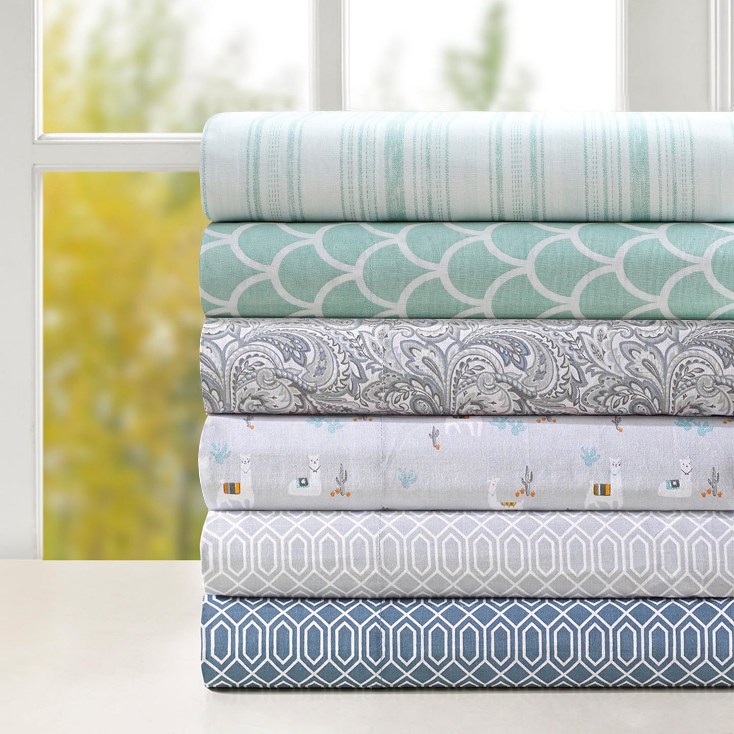 Comfort Spaces 100% Cotton Sheet Set Breathable, Lightweight, Soft with 14" Elastic Pocket Fits up to 16" Mattress, All Season Cozy Bedding, Matching Pillow Case, Full Scales 4 Piece
