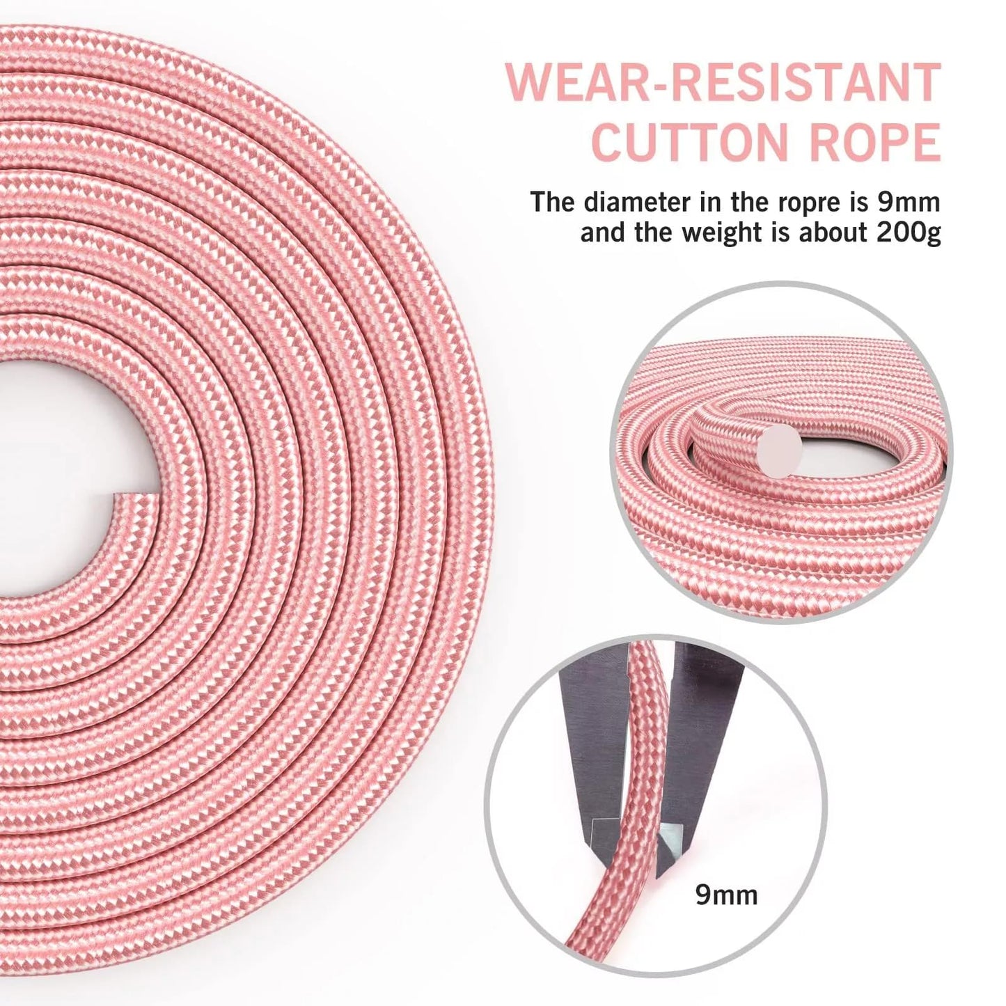 FITMYFAVO Jump Rope Cotton Adjustable Skipping Weighted jumprope for Women,Adult and Children Athletic Fitness Exercise Jumping Rope