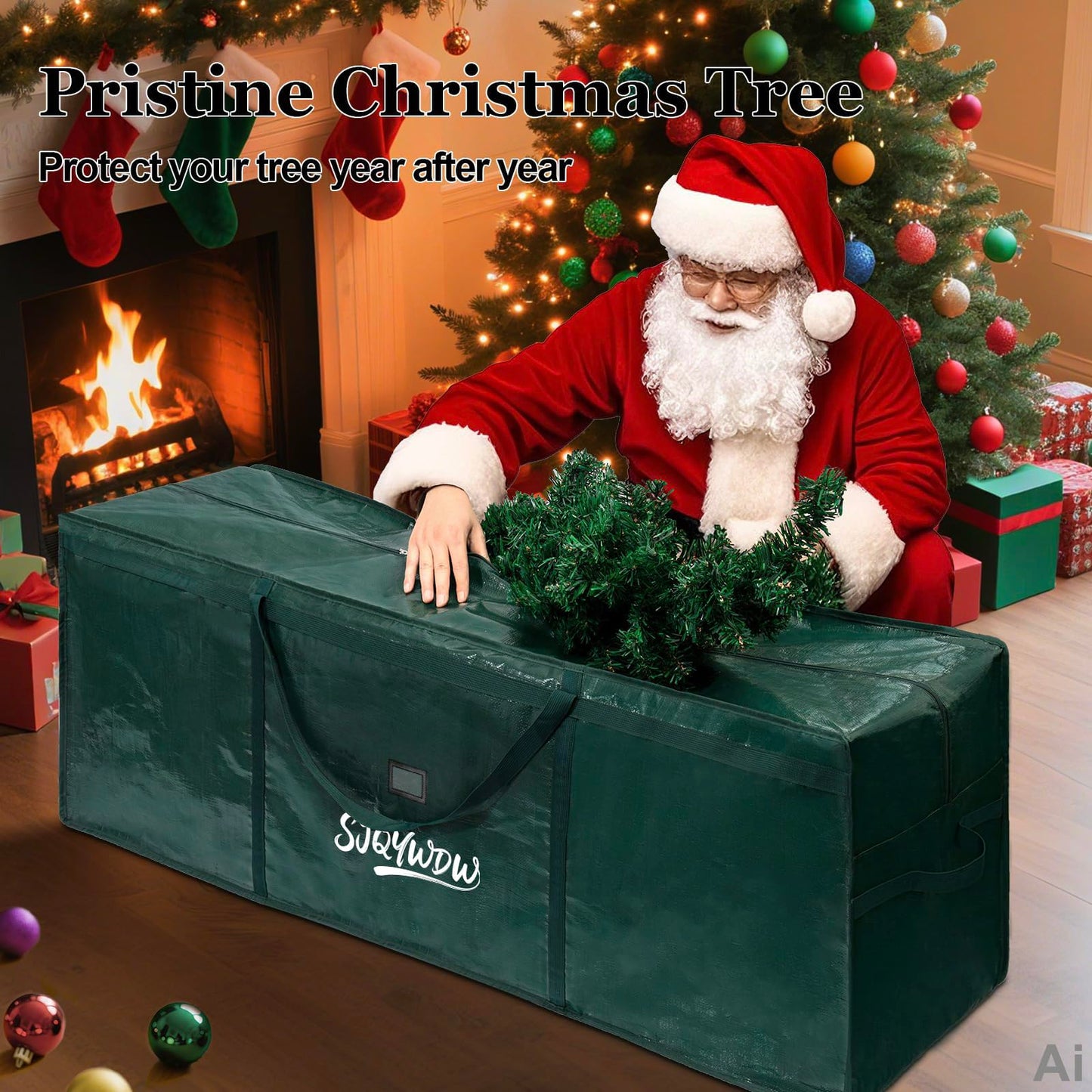 SJQYWDW Christmas Tree Storage Bag 9ft for Xmas Trees - Green