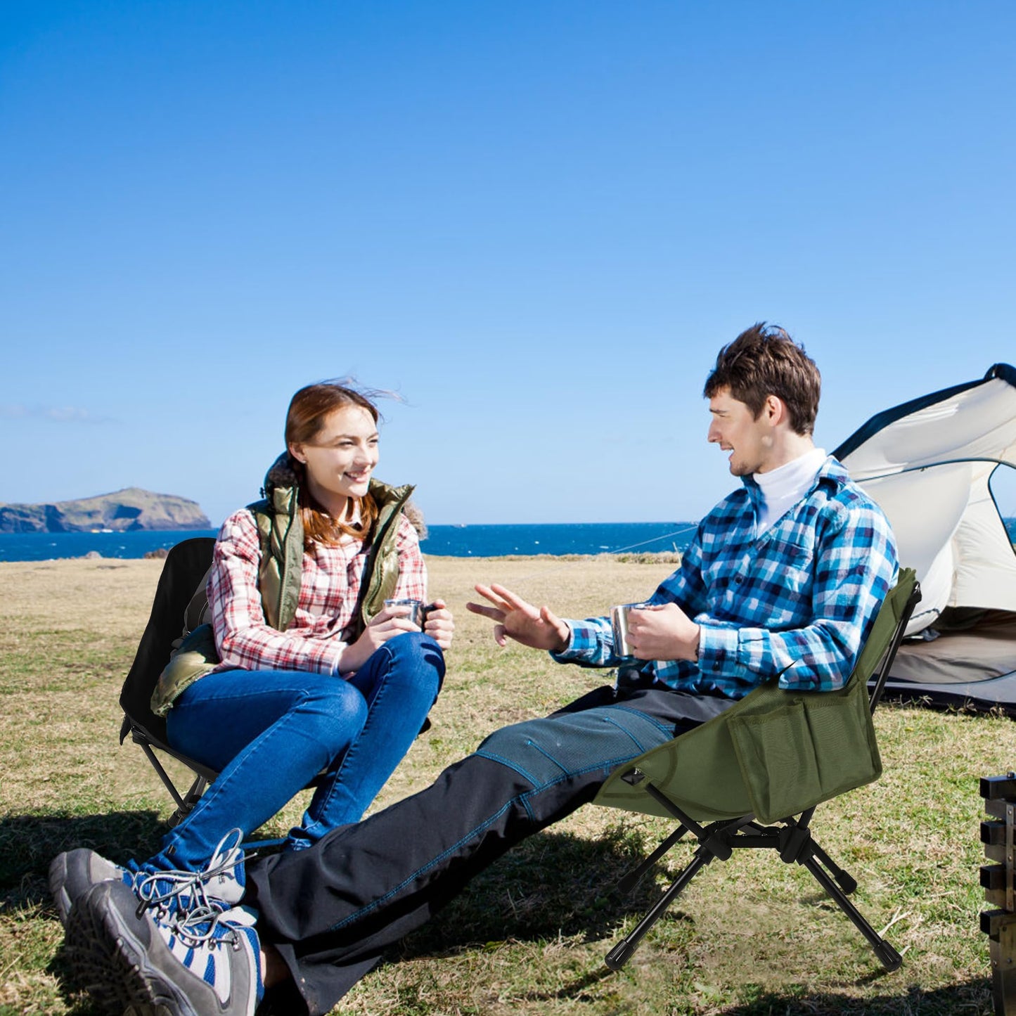 TOBTOS Ultralight Camping Chair, Portable Folding Backpacking Chair, Compact Camping Chair with Carry Bag for Outdoor Camp Hiking Backpack Beach Travel (Green)