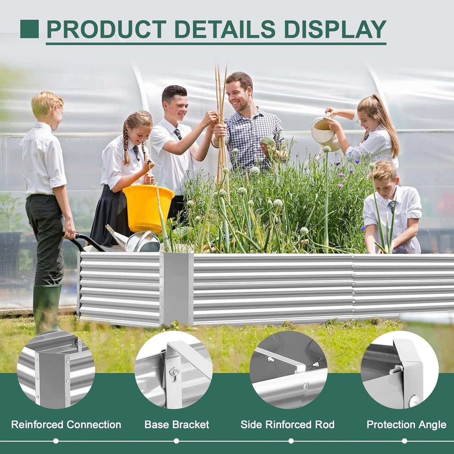 Land Guard 2 Pack 8×4×2ft Galvanized Raised Garden Bed Kit, Galvanized Planter Raised Garden Boxes Outdoor, Large Metal Raised Garden Beds for Vegetables (Silver)
