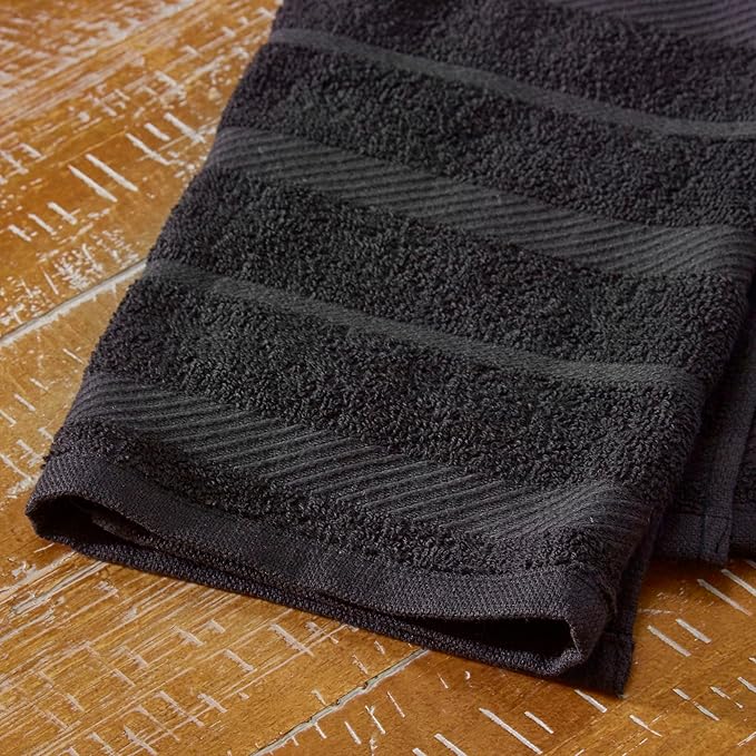 KitchenAid Albany Kitchen Towel 4-Pack Set, Matte Black/White