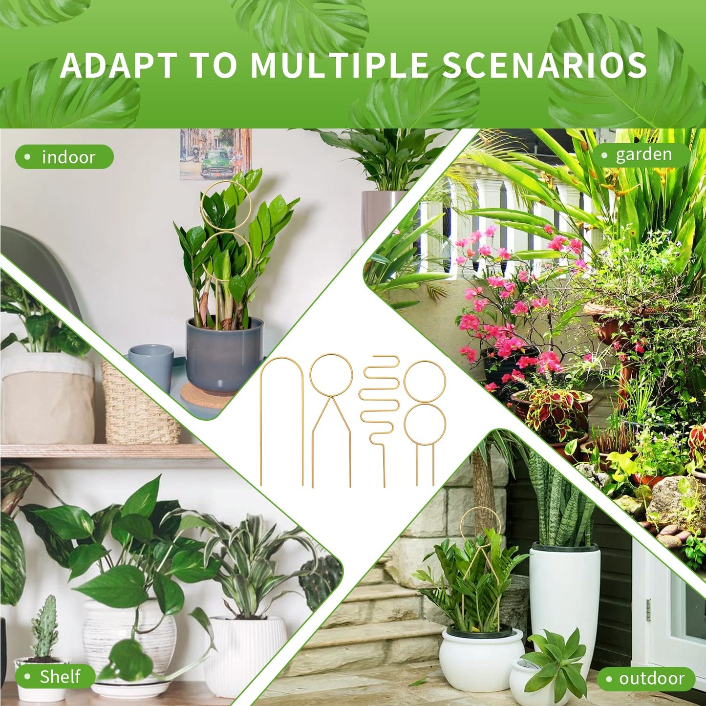4 Pcs Small Metal Trellis for Potted Plants,Gold Trellis for Climbing Plants Indoor,Small Trellis for Potted Plants Support Stake House Plant Trellis for Garden Potted Plant,Hoya,Pothos,Flower