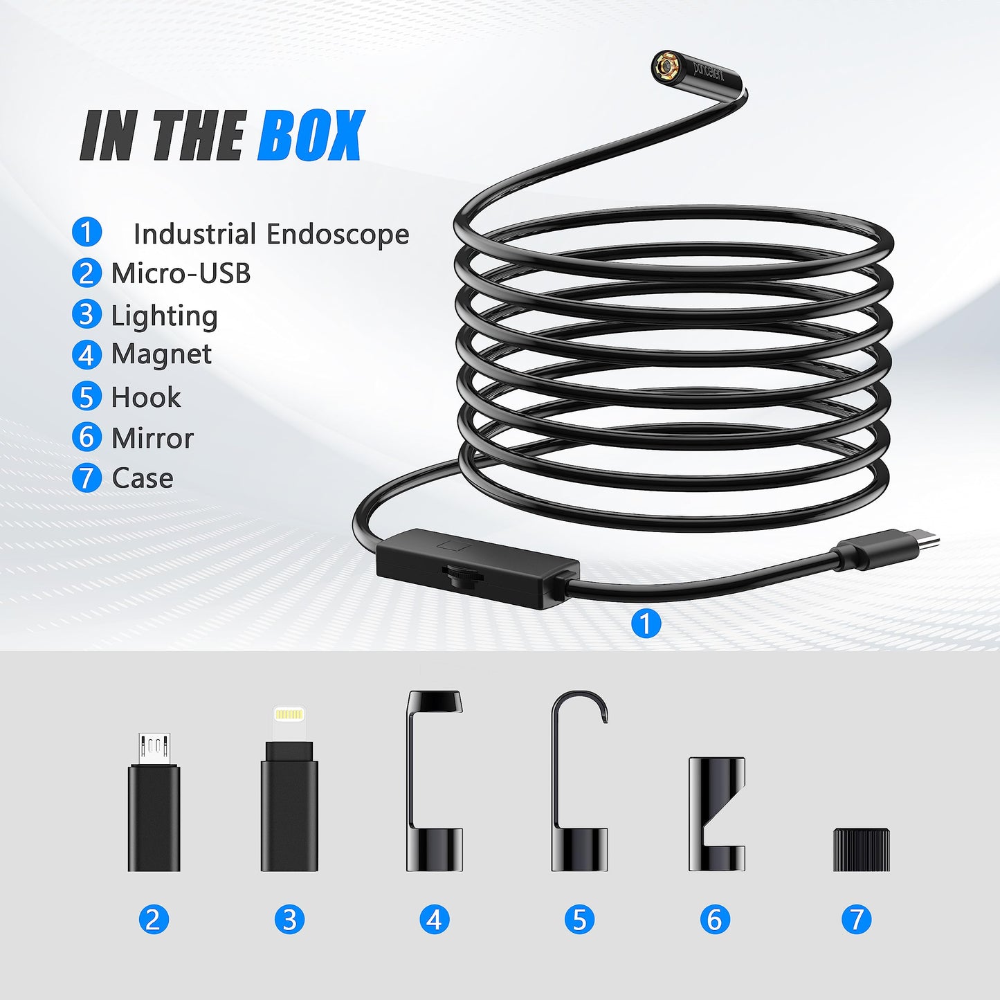 0.216 in Ultra-Thin Snake Inspection Borescope, Pancellent Type C Endoscope, Scope 1920P with 6 LED Lights for Android and iOS Smartphone, iPhone, iPad, Samsung (16.5FT)