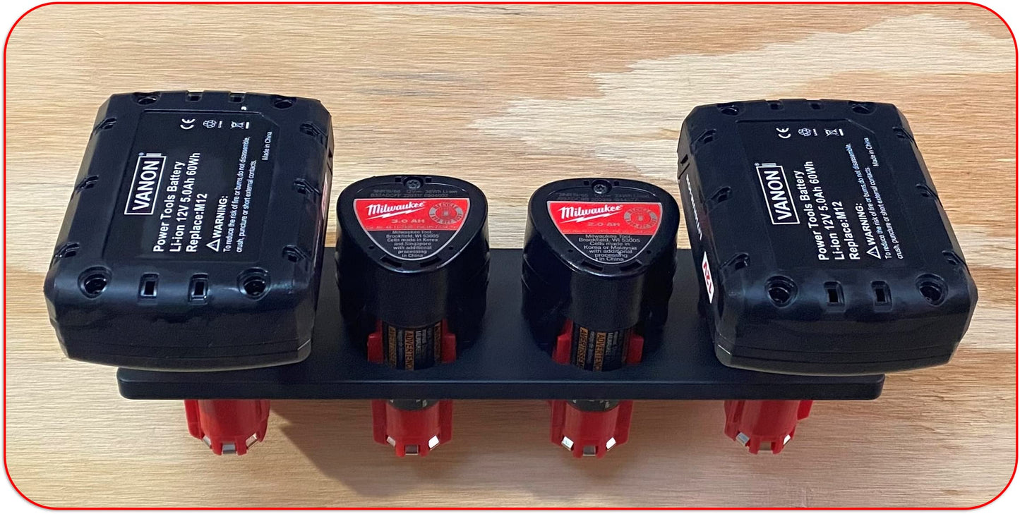 Generic Battery Holder for Milwaukee M12,12V Battery Holder Milwaukee,Battery Storage for Milwaukee,Wall Mount for Milwaukee 12V Batteries,Grey