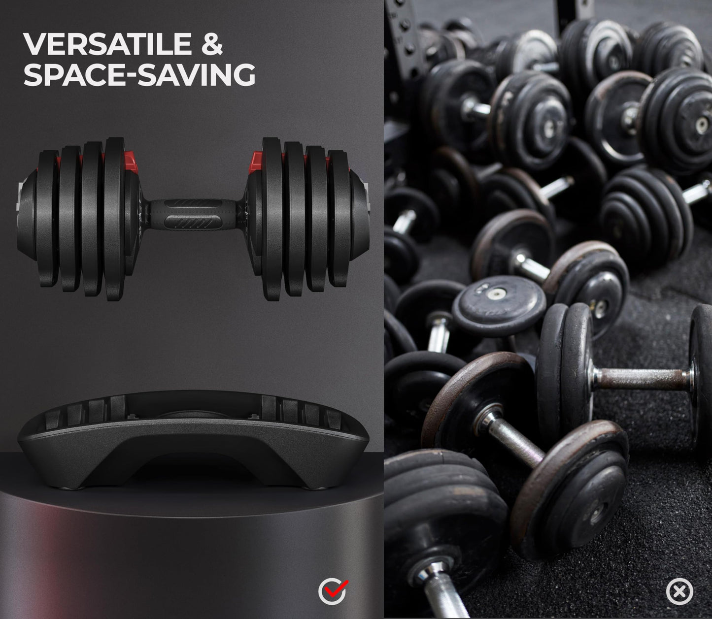 Yaheetech Adjustable Dumbbell Set 28/40/52.5/90LBS Adjustable Dumbbells Fast Adjust Dumbbell Weight Set with Anti-Slip Handle and Tray for Men/Women Home Gym Strength Training Equipment Single/Pair
