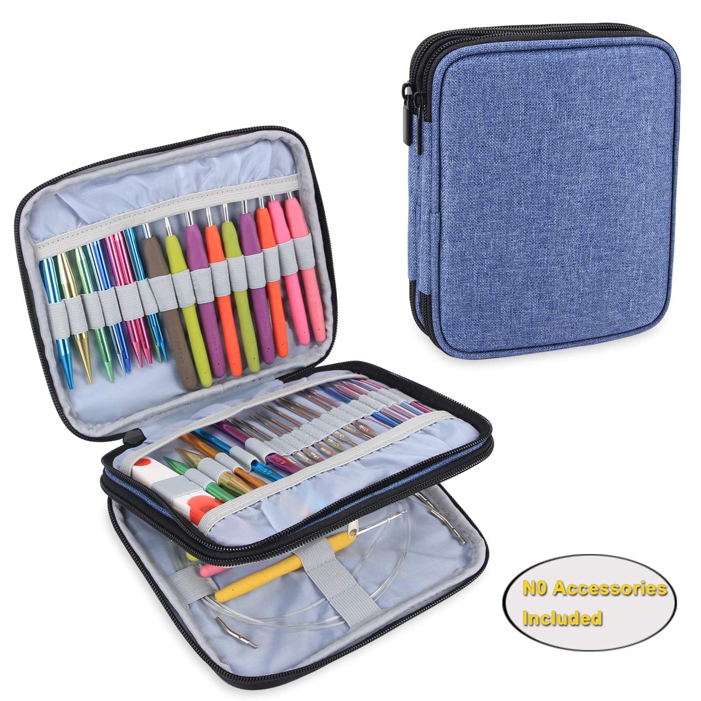 Teamoy Organiser Case for Interchangeable Circular Needles, Ergonomic Crochet hooks, Aluminum Crochet Hooks, Crochet Accessories and More - NO Accessories Included, Blue