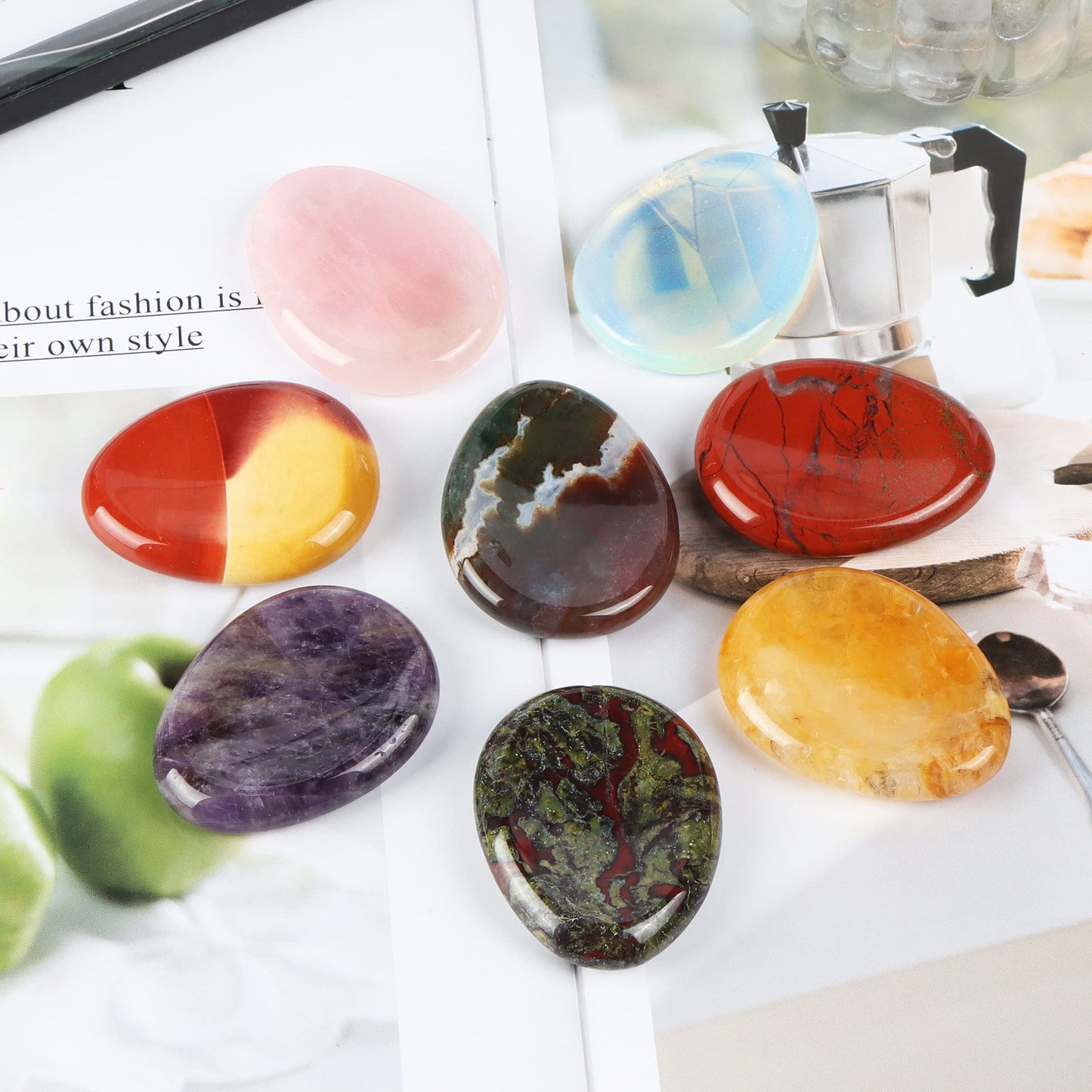Artistone Dragon Blood Stone Crystal Thumb Worry Stone for Anxiety Hand Carved Crystal Pocket Palm Stone for Stress Relief, Meditation Reiki, Water Drop Shaped