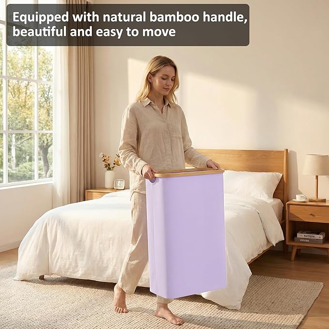 Slim Laundry Basket, 60L Laundry Hamper