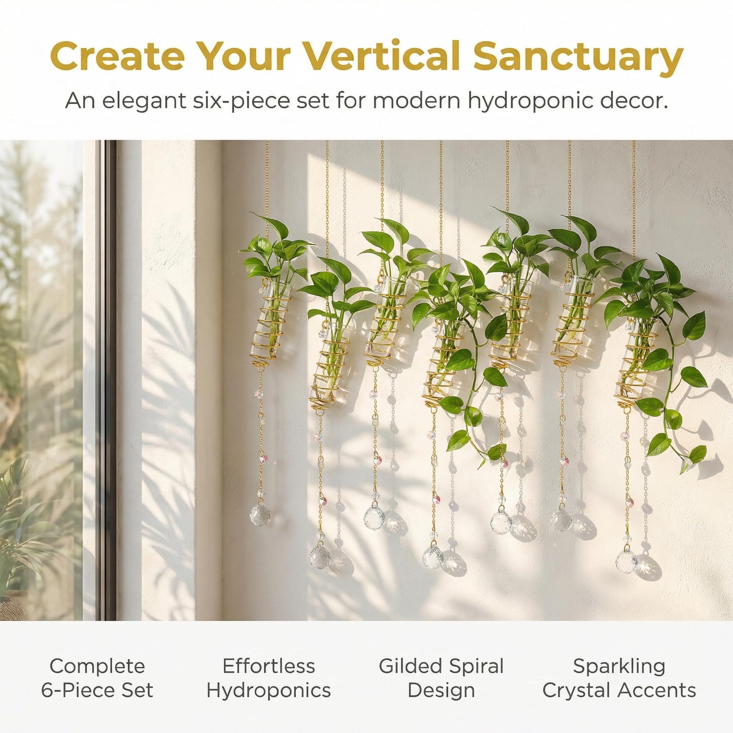 6Pcs Hanging Propagation Station with Crystal Ball Prisms Plant Suncatcher