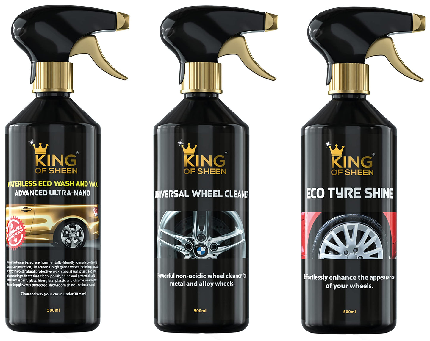 King of Sheen Waterless 11 Piece Car Cleaning Kit, to Clean Your Entire Vehicle to a showroom Standard. Ideal Car Gift Set for the Car Enthusiast.