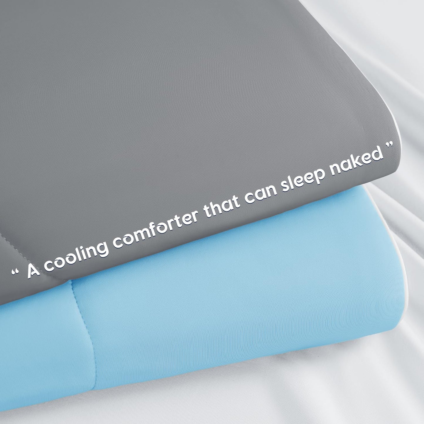 Gehtmnl Cooling Comforter, Cooling Blanket for Hot Sleepers and Night Sweats, Double-Sided Cool Breathable Soft Lightweight Blanket, All Season Bedding Comforter, (Mist Light Grey, Queen(90"x90"))
