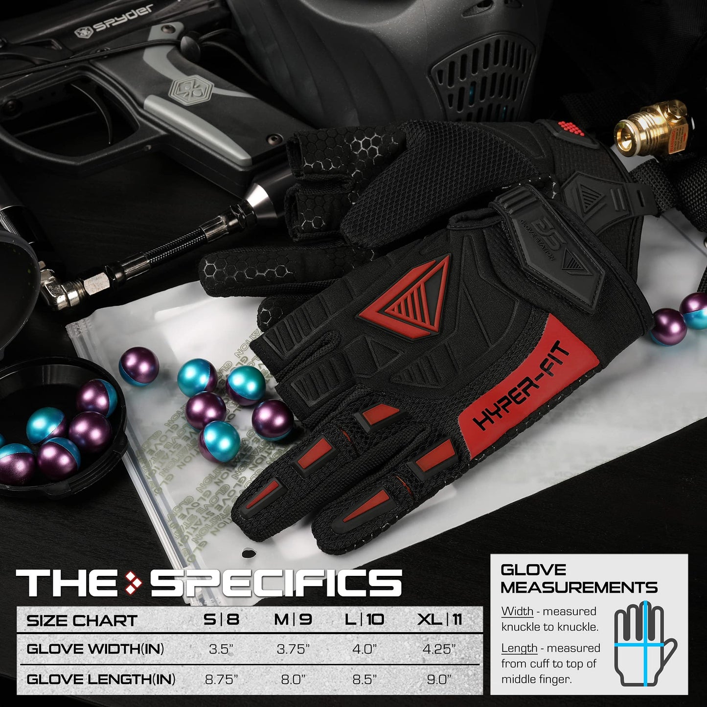 Glove Station Hyper-Fit Tactical Shooting & Work Gloves - Red, Large - 2 Fingerless Design Paintball & Airsoft Gear for Men with Outstanding Grip for Combat, Hunting, Shooting, & Work