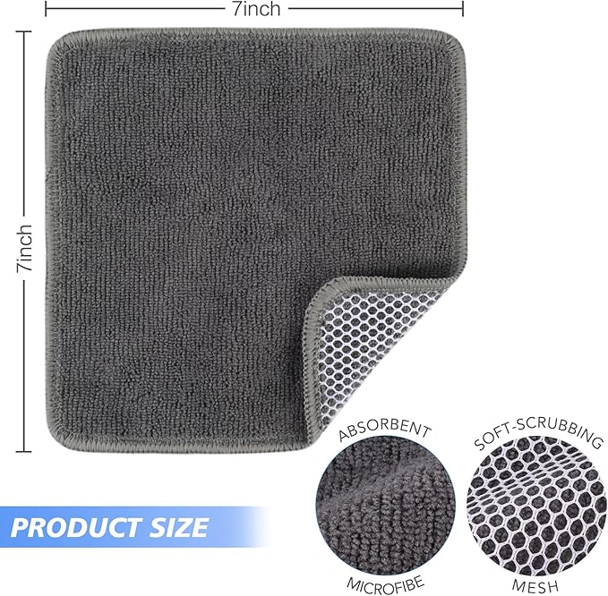 KinHwa Kitchen Washcloths for Dishes Absorbent Microfiber Dish Cloths Quick Dry