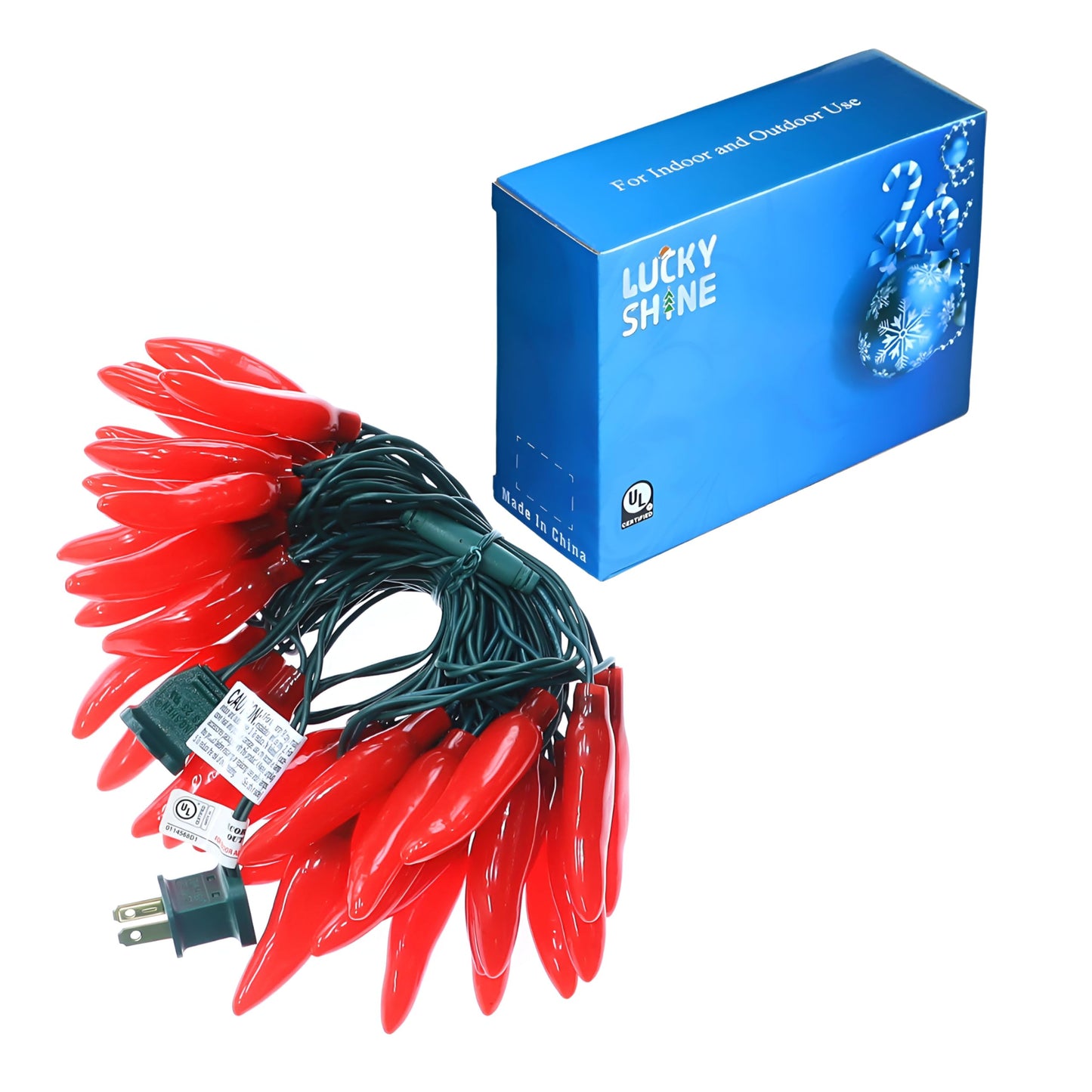 LUCKY SHINE 35 Red Pepper Decorative Lighting String, Commercial Grade LED Chili String Lights 18 FT, for Christmas, Easter, Kitchen, Garden, Patio, Living Room.