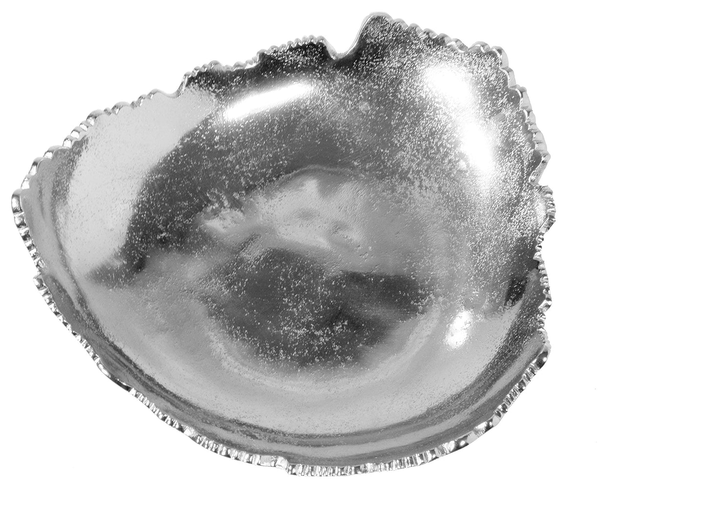 Red Co. 12” Decorative Antique Silver Allure Torn Hammered Metal Centerpiece Bowl with Sculpted Edges