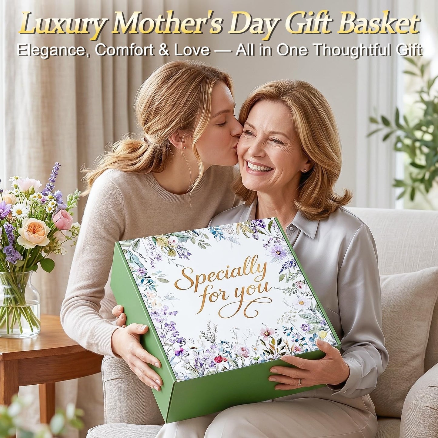 Mothers Day Gifts Basket for Mom Wife Grandma, Birthday Gifts for Women Spa Care Package, Get Well Soon Thinking of You Sympathy Gift Box for Her Girlfriend Sister, Teacher Appreciation Gifts