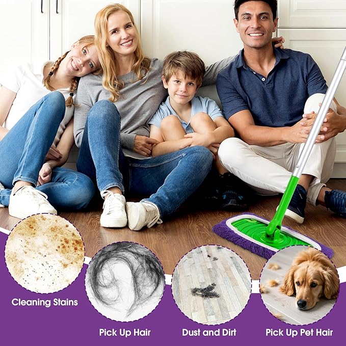 Microfiber Mop Pads, Dry Flat mop Cover & Washable Wet Pads Refill