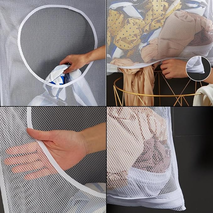 ZIIYAN 2 Pack Door Hanging Laundry Hamper Bag, Mesh Laundry Bag, Large Dirty