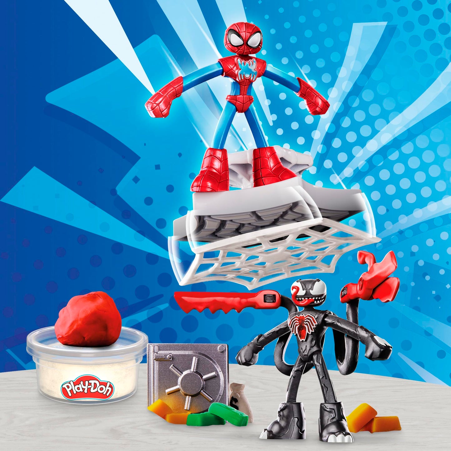 Play-Doh Spider-Man Launch & Slice Battle Playset, Non-Toxic Modelling Compound Set for Boys and Girls, Creative Toys for 4+ Year Old Kids