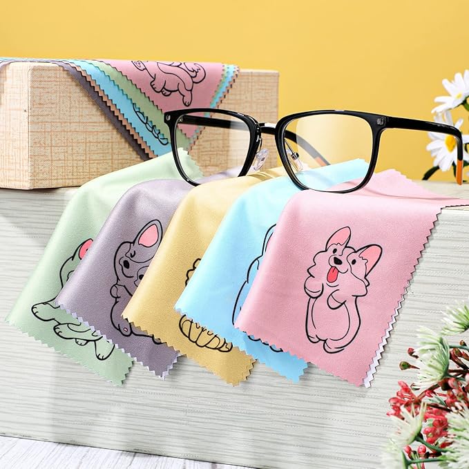 WILLBOND 20 Pcs Microfiber Cleaning Cloth Cute Dog Design Microfiber Cloth Soft