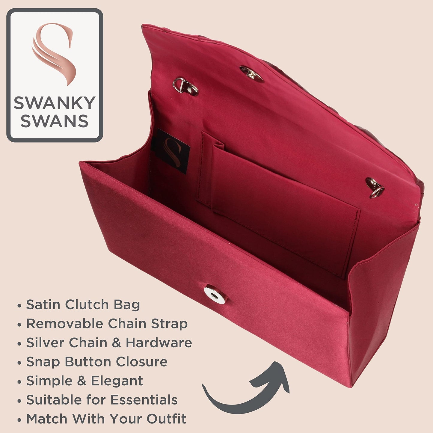 SwankySwans Women's Chantel Clutch Bag, Burgundy, One Size