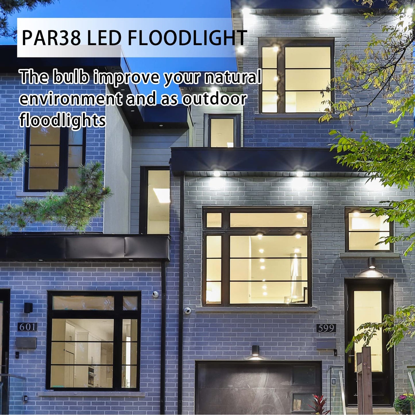 LOXYEE PAR38 LED Outdoor Flood Light Bulbs 4 Pack,Dimmable 20W(200W Equivalent) E26 Base Flood Light Bulbs,5000K Daylight 1800 Lumens LED Flood Light for Outdoor Garden,Garage,Yards