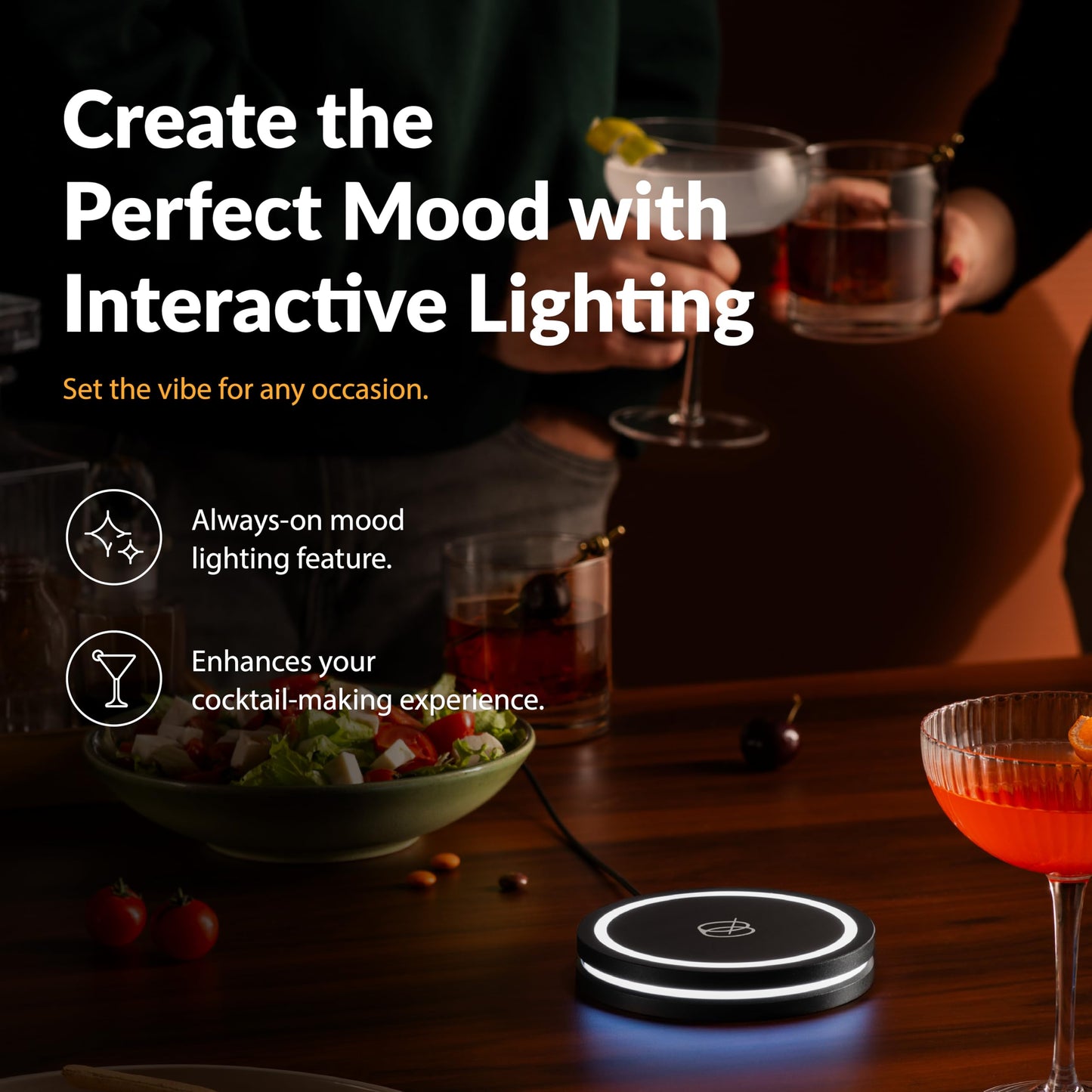Barsys Smart Coaster 2.0: Learn How to Mix Perfect Drinks, Portable Cocktail Mixer with 1000+ Recipe, Cocktail and Mocktail Drink Maker, AI-Powered and App-Enabled Drinks