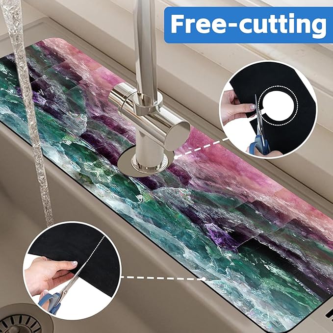 Green Purple Fluorite Dish Drying Mat
