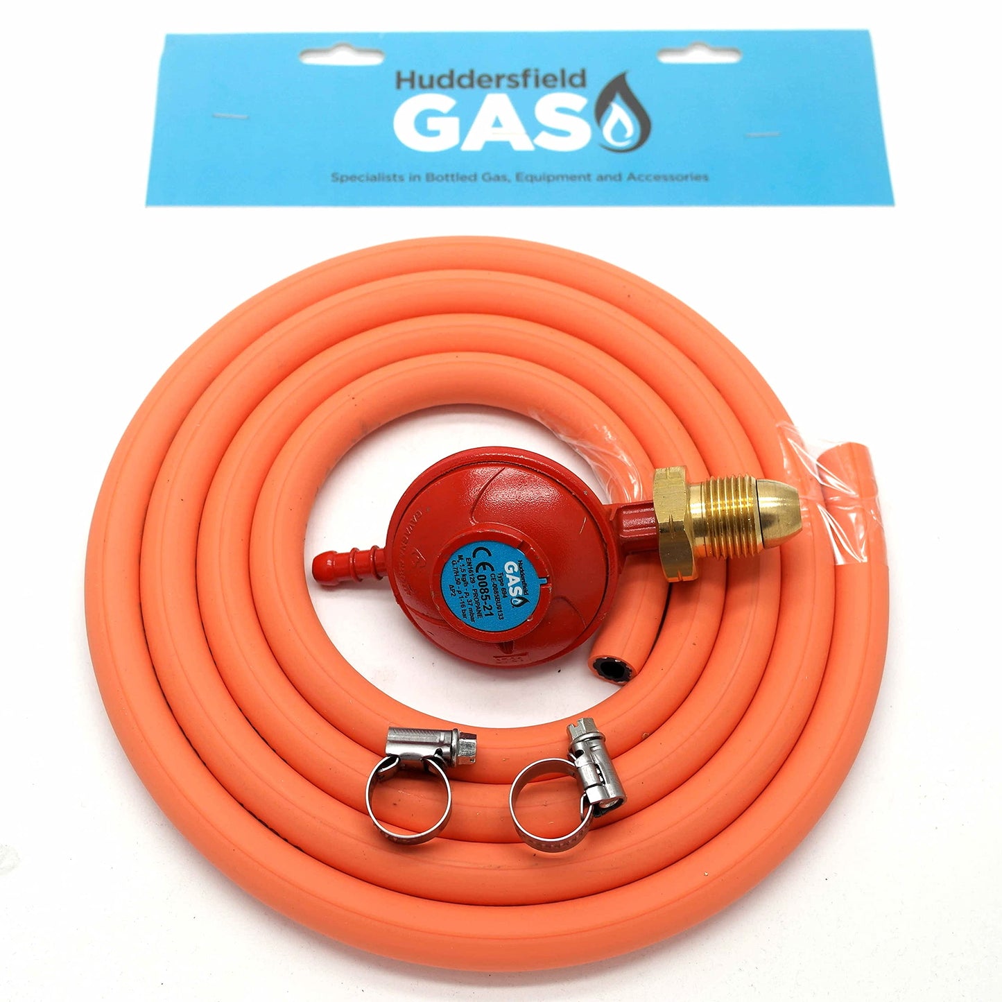 Huddersfield Gas Branded Propane Regulator 2m Hose Kit Fits Calor Gas & Flogas Screw in cylinders