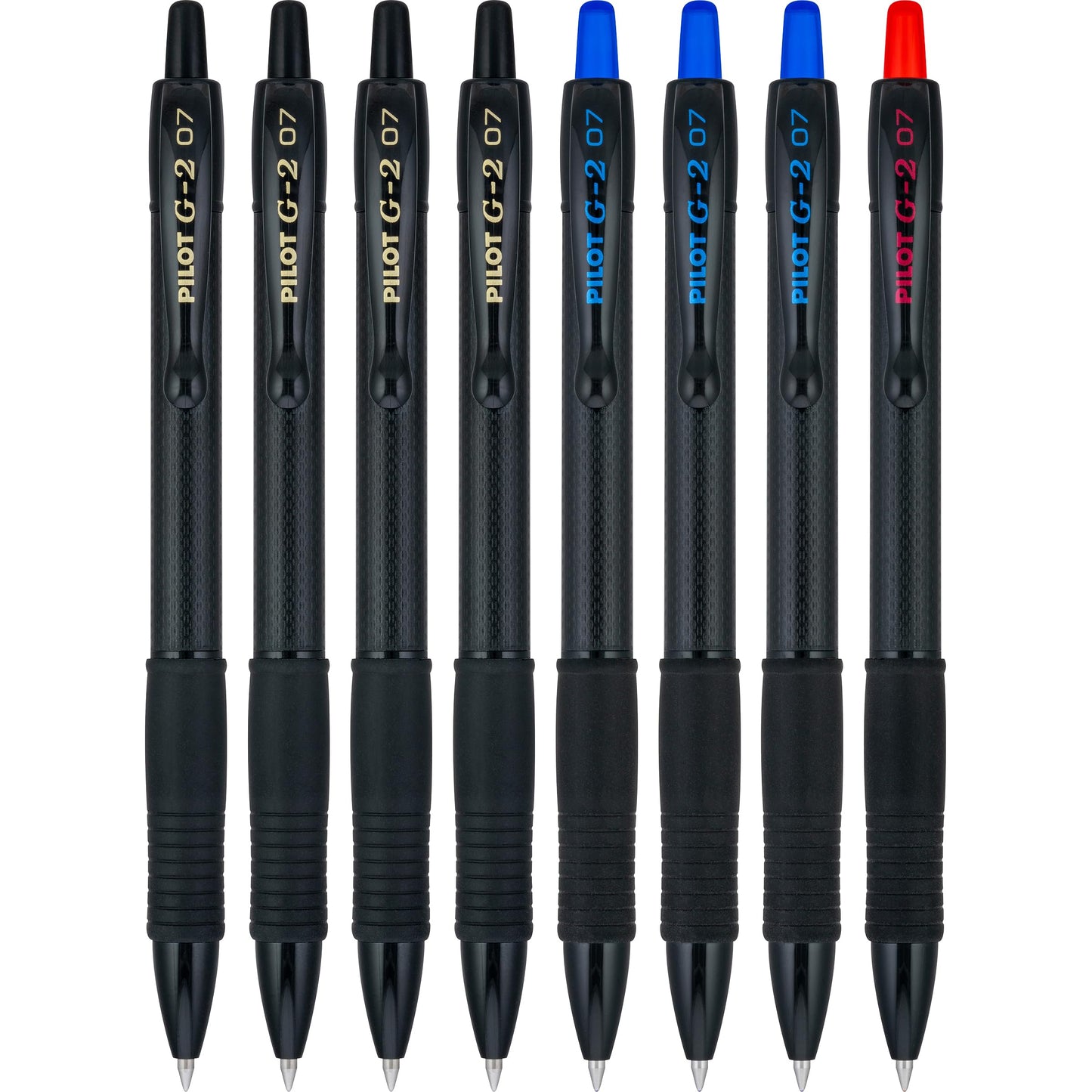 PILOT, G2 Edge Black, Blue and Red, Premium Gel Roller Pens, Sensory Writing Experience, 8ct box, Fine Point 0.7 mm