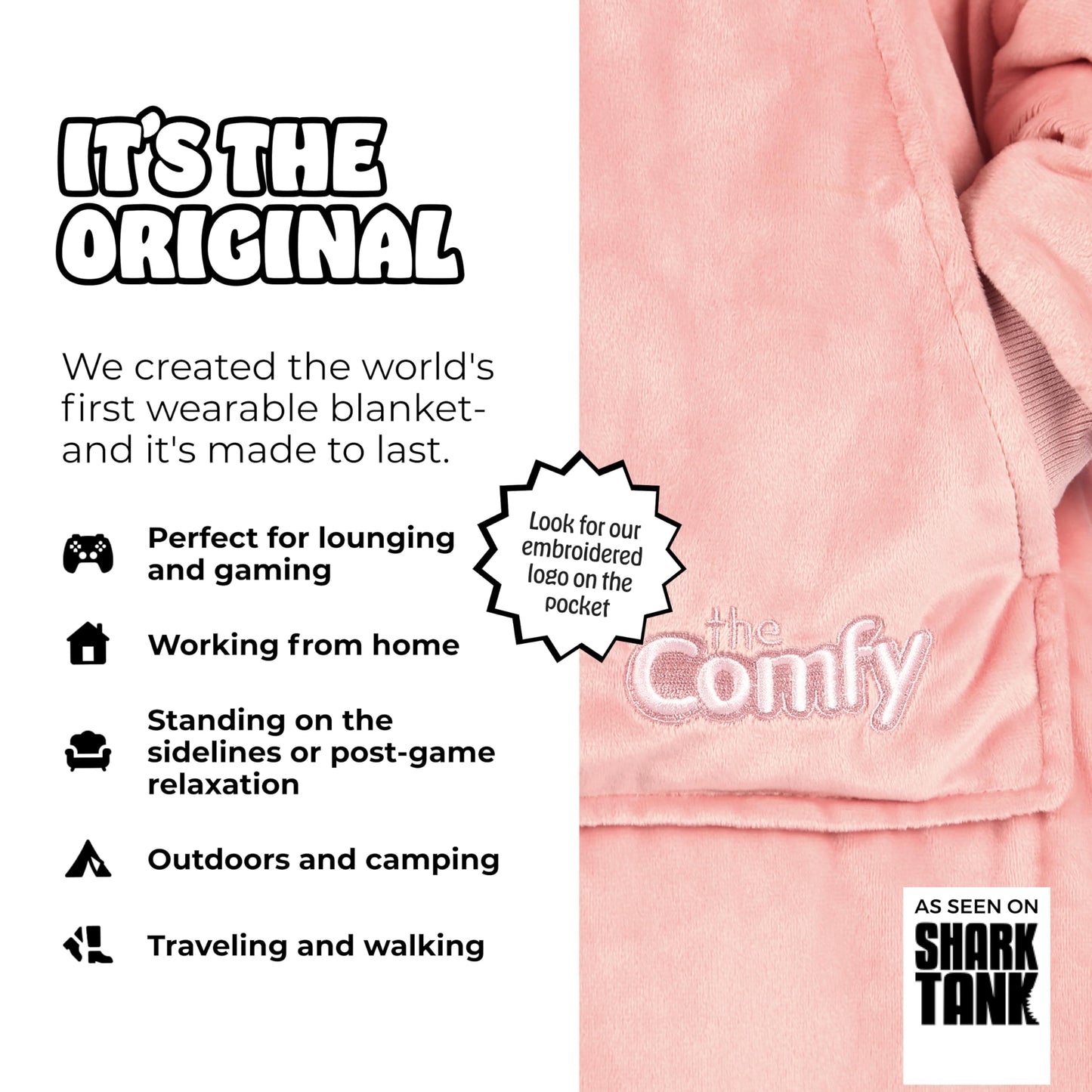 THE COMFY Original | Sherpa Lined Microfiber Fleece Wearable Blanket, Oversized Design with Hood and Pocket, From Shark Tank, for Women & Men, Warm and Cozy Gifts