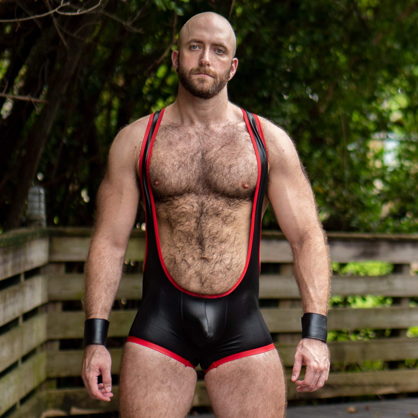 Gruff Pup Impulse Singlet (Black/Red - Assless, Medium)