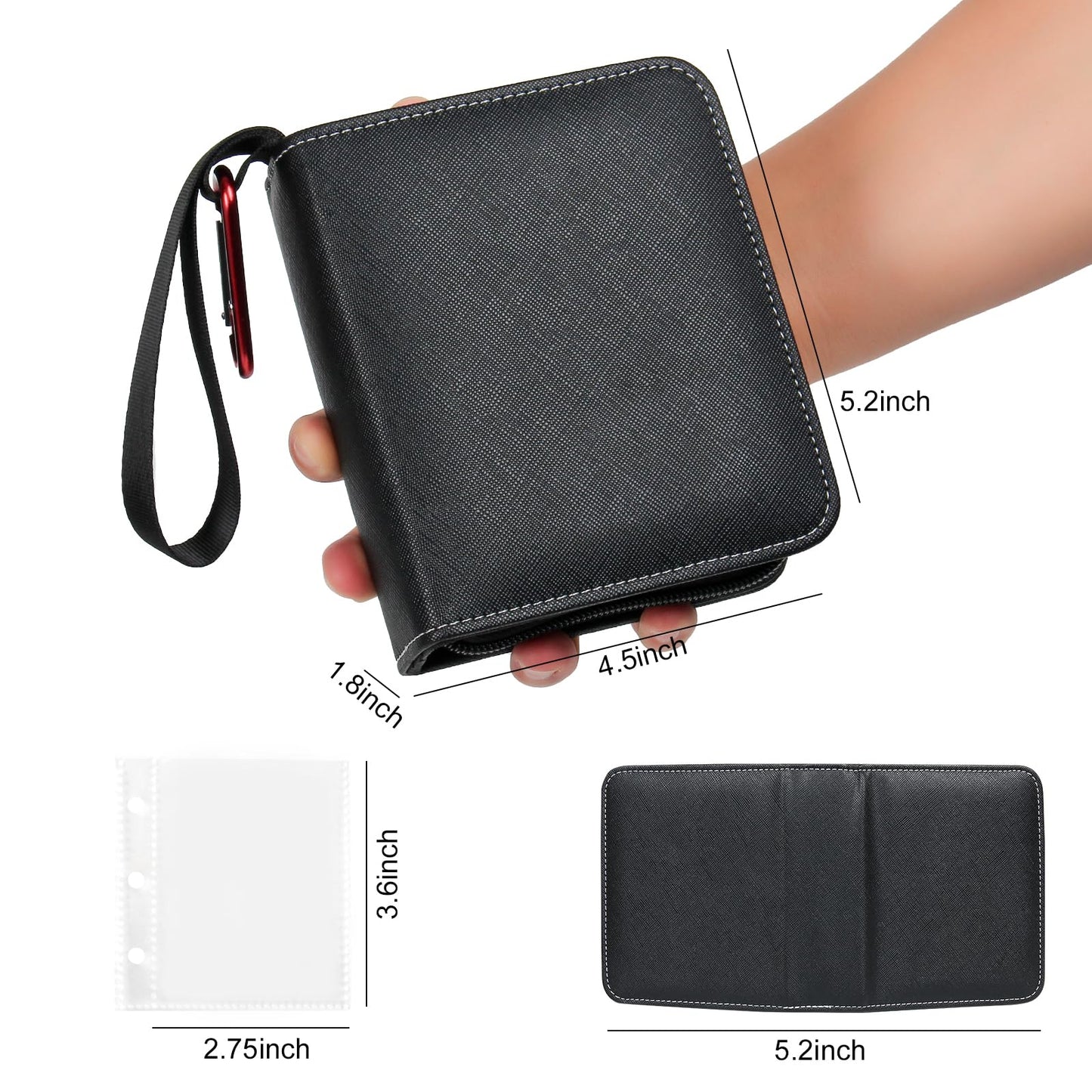 GEAoffice 1 Pocket Card Binder Mini Size, Super Lightweight Small Collectible Trading Card Albums for 80 Cards, 1 Pocket Top Loading Binder for TCG, MTG, Sports&Game Cards, Black