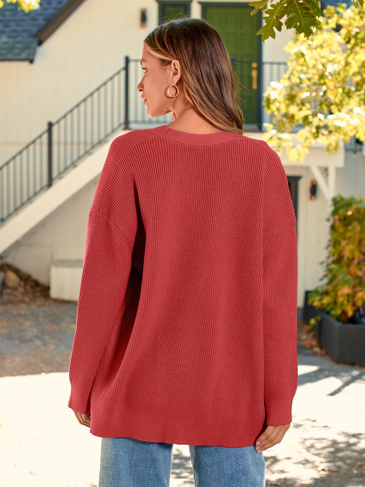 LILLUSORY Women Oversized Cardigan Sweater 2025 Fall Outfits Cloth Fashion V Neck Knit Button Front Casual Trendy Tops