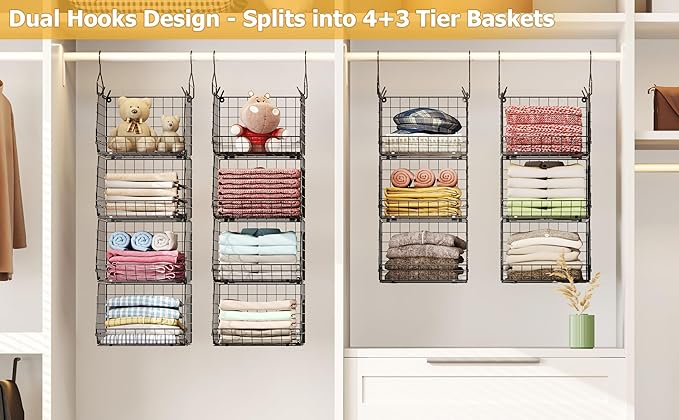 X-cosrack 7 Tier Foldable Hanging Closet Organizer and Storage, Wire Closet
