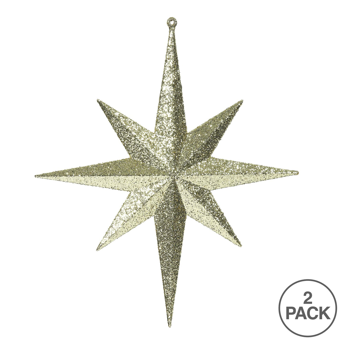 Vickerman 12" Gold Iridescent Glitter Bethlehem Star Christmas Ornament, 2 per Box