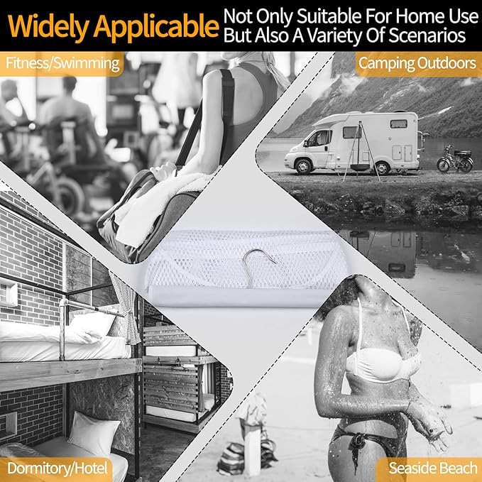 Breathable Mesh Laundry Hamper, Bringing Hooks Foldable Hanging Shower Caddy