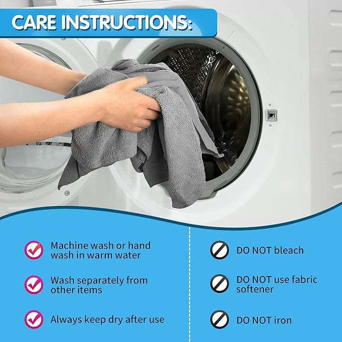 FIXSMITH Grey Microfiber Cleaning Cloth, Reusable Shop Towels, Microfiber Towels