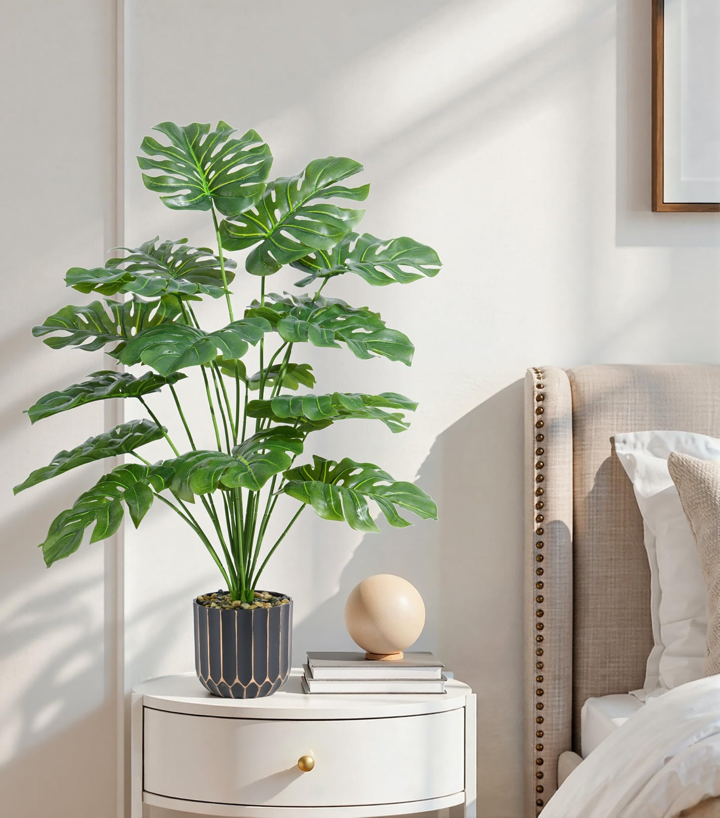 florisso 28" Artificial Monstera Plant Tall Fake Faux Plants Indoor Outdoor Tree for Living Room Home House Decoration
