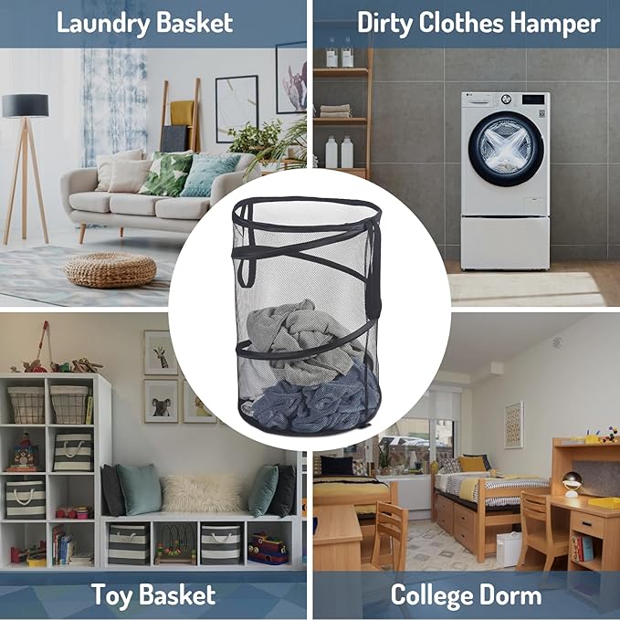 Seiritex 2Pcs Mesh Popup Laundry Hamper 115L Extra Large Collapsible Laundry