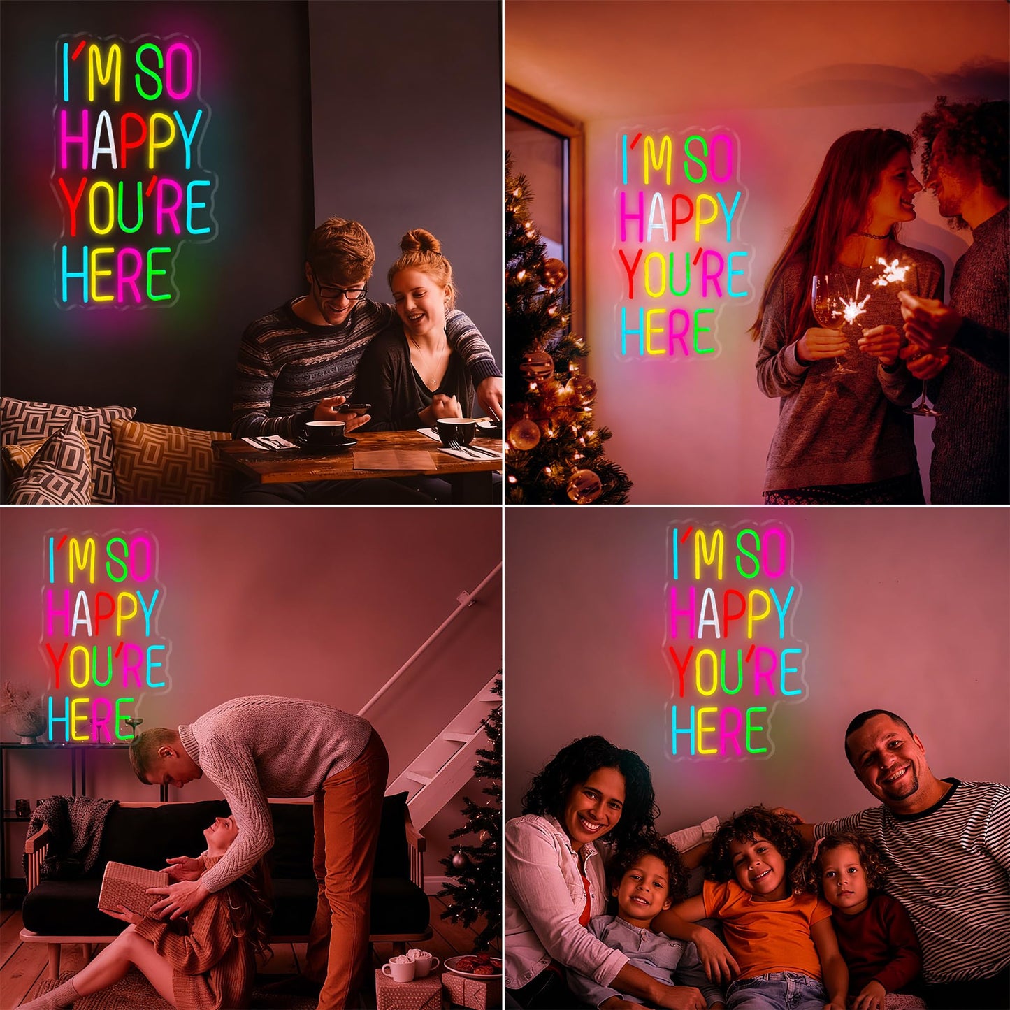 I’m So Happy You Are Here Neon Sign, Dimmable LED Light Up Neon Sign for Girls Bedroom Club Wedding Bachelorette Valentine's Day Party Wall Decor Birthday Christmas Gift for Daughter Teen Girls Friends (I’m So Happy You Are Here)