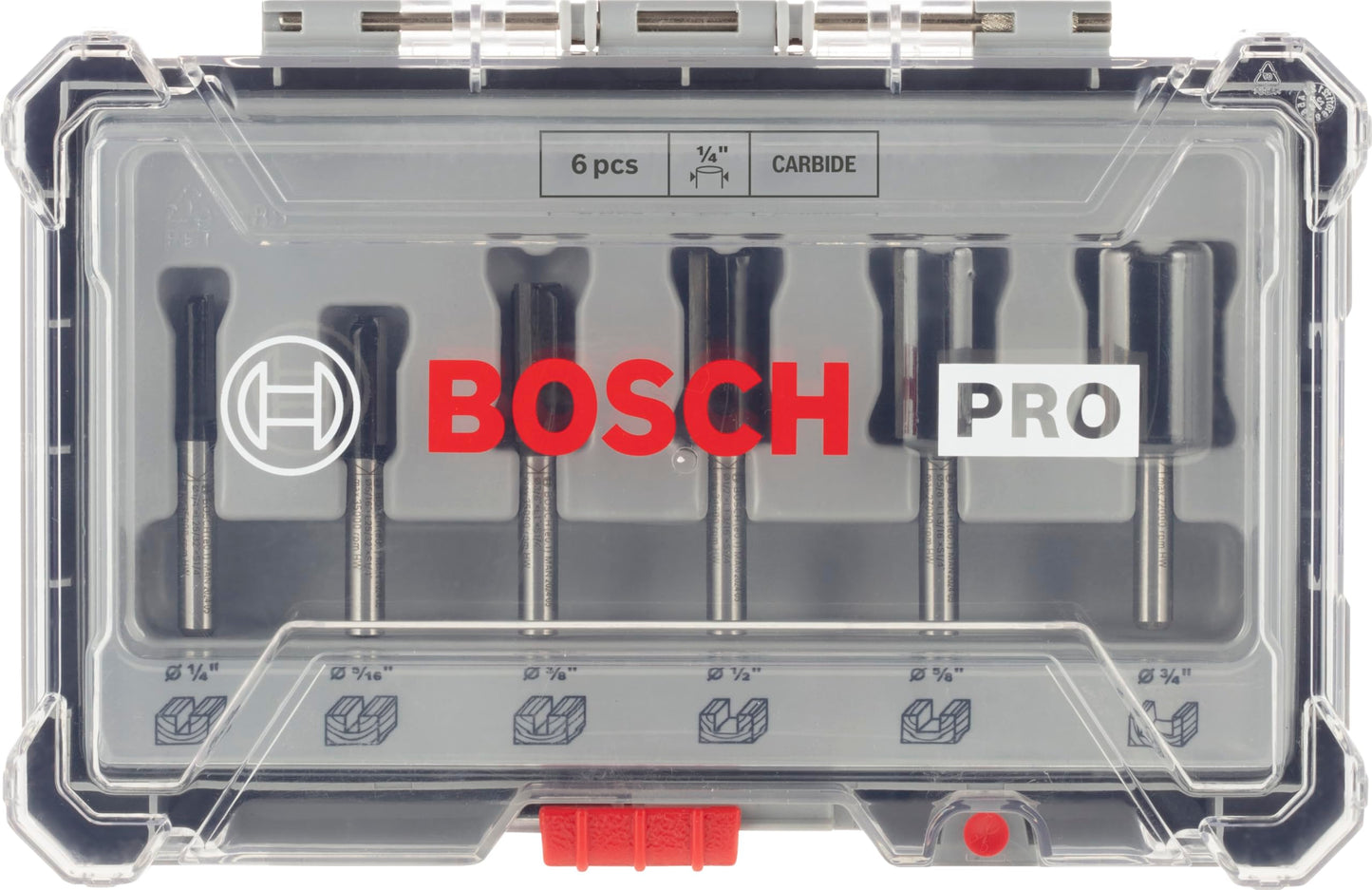 Bosch Professional 6 pcs. Straight Router Bit Set (for Wood, Ø 1/4 inch Shank, Accessory Router)