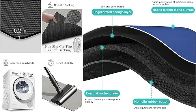 Kitchen Sink Splash Guard Faucet Mat -2 PC Super Absorbent Fast Drying Mat Sink