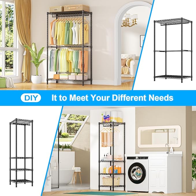Ulif E10 Clothes Rack(With Stretchable Hanger Rod)Freestanding Clothing Racks