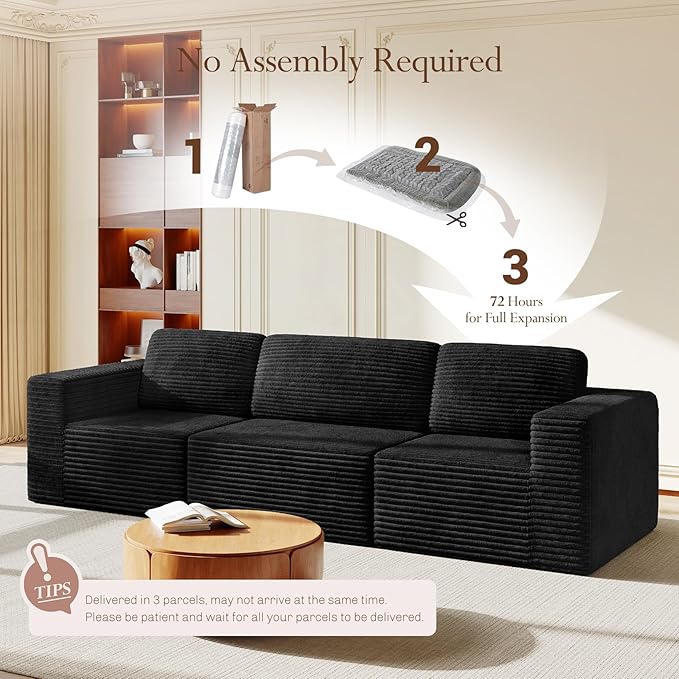 Vesgantti 119" Modular Sectional Sofa, Corduroy Cloud Couch